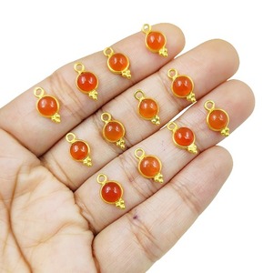 Ensemble de pendentifs pour boucles d'oreilles en cornaline orange avec lunette fantaisie plaquée rhodium pour faire du charme par le fabricant - Product Image 4