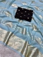 Apparence de célébrité pure viscose Georgette party wear saree avec viscose dola blouse