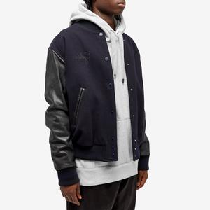 Personalizado Hombres Botón Up rojo Manga de cuero Varsity Chaquetas Hombres Tallas grandes Chaqueta de bombardero Chaquetas de béisbol - Product Image 6