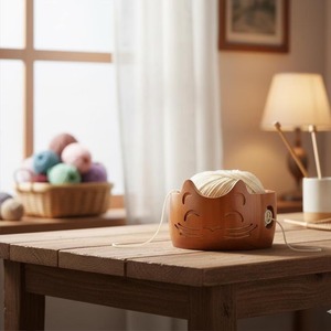 Bol à laine en bois rustique le plus vendu avec guide à laine sculpté en spirale pour le tricot, le crochet et les fournitures d'artisanat, disponible à la vente - Product Image 6