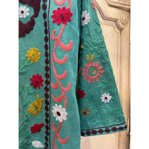 เสื้อโค้ทผ้าฝ้ายปักลายชนเผ่าซูซานี งานแฮนด์เมด ทรงโอเวอร์ไซส์ สไตล์โบโฮ ลายวู้ดแลนด์ แบบสองด้าน สำหรับฤดูหนาว ไซส์ XL สำหรับผู้หญิง - Product Image 6