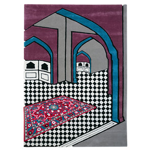 Alfombra de Lana y Viscosa Gris Negra Tufted a Mano Concoction Top-9081 para Sala de Estar, Alfombra Rectangular a Rayas para Pasillo, Material PVC - Product Image 1