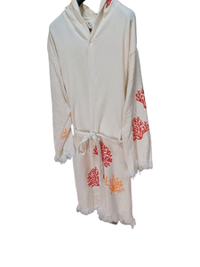 Peignoir à capuche en mousseline turque corail Impression colorée Femmes Hommes Enfants Serviette de plage Sauna Bain Salle de bain Maison Hôtel Robe douce - Product Image 2