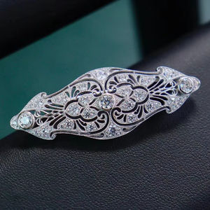 Bijoux fantaisie Broche en argent sterling avec zircon de luxe pour femmes - Cadeau de mariage ou de fiançailles - Product Image 1