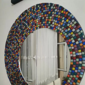 Espejo de mosaico redondo, espejo de mosaico arcoíris - Product Image 1