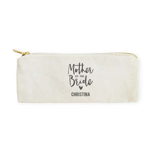 กระเป๋าใส่ดินสอผ้าแคนวาสแบบสั่งทำพิเศษและกระเป๋าเดินทาง ของขวัญสำหรับคุณแม่เจ้าสาวพร้อมลายตัวอักษร - Product Image 1