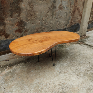 Mesa de centro de madera de Acacia ovalada minimalista móvil elegante tapa de madera maciza duradera tamaño personalizable patas de alambre de Metal resistentes vida - Product Image 3