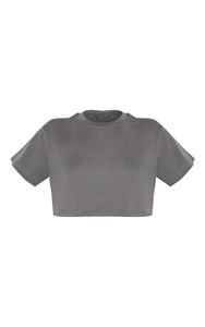Nueva llegada de logotipo personalizado algodón carbón de gran tamaño Crop camiseta suave ligero Fitness gimnasio entrenamiento Sexy Crop Top para mujeres - Product Image 5