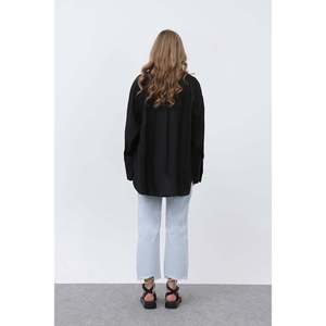 เสื้อเชิ้ตผ้าลินินพื้นฐานสำหรับผู้หญิงของโซล เสื้อแขนยาวลำลองน้ำหนักเบา ระบายอากาศได้ดี สำหรับฤดูร้อน - สีดำ - Product Image 3