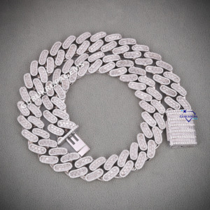 Lujoso Iced Hip Hop 14KT oro blanco rodio plateado enlace cadena collar laboratorio cultivado diamante pasa diamante probador estilo cubano - Product Image 6