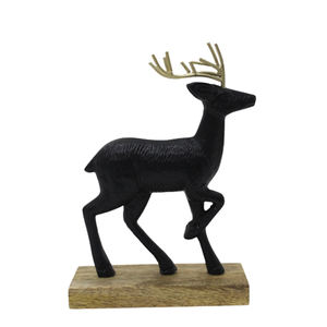 Reno de aluminio y madera con base rectangular Mesa decorativa de color negro y natural y decoración navideña - Product Image 6