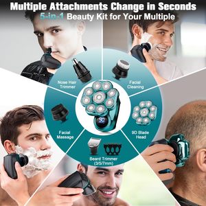 Tondeuse Électrique Rechargeable Sans Fil 6-en-1 Améliorée, Étanche (Utilisation Humide/Sèche) pour Hommes Chauves, Kit de Toilettage Corporel IPX7 - Product Image 5
