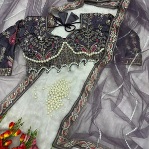 À la mode traditionnel classique Georgette Saree dernière conception fantaisie broderie séquence dentelle travail fête soie tissu pour adultes femmes - Product Image 1