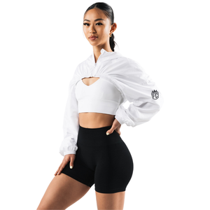Veste coupe-vent courte en nylon pour femme, légère, avec fermeture éclair sur le devant, style sportif streetwear, idéale pour la gym, l'entraînement et les tenues décontractées - Product Image 2
