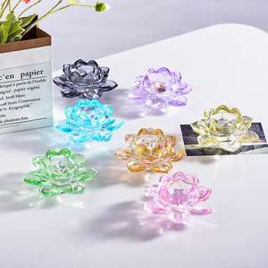 Support à bougie en verre transparent Lotus pour la maison, vente en gros - Product Image 6