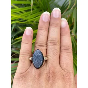 Anillo de Ágata Druzy Natural, Plata de Ley 925, Anillo de Piedras Preciosas Hecho a Mano, Proveedor de Joyería al por Mayor - Product Image 5
