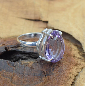 High Demand Faceted Purple Amethyst Pear Gemstone <b>Ring</b> 925 Sterling Silver Handmade Jewelry February Birthstone Gift For Women - Product Image 3