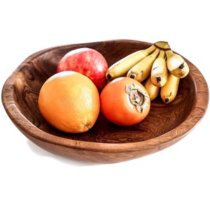 Tazón para Servir de Madera Ecológico Hecho a Mano con Acabado Rústico Natural Marrón, Apto para Lavavajillas y No Tóxico para Decoración del Hogar y Fiestas - Product Image 1