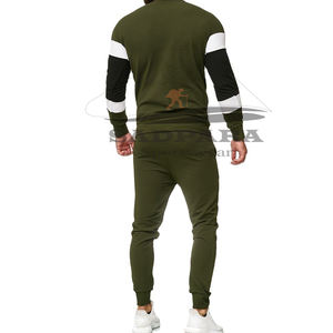 Venta al por mayor de talla grande con logotipo personalizado chándal de hombre 100% algodón sólido transpirable sudor Jogging dos piezas traje de entrenamiento de primavera - Product Image 6