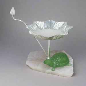 แผ่นเสียงลายเต่าพร้อมหินโรสควอตซ์สำหรับบ้านโรงแรมและร้านอาหารจานผลไม้เสิร์ฟสีเงินไม่เหมือนใครจานทองเหลือง - Product Image 4