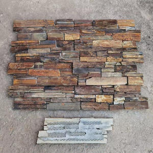 Revêtement mural en pierre naturelle de schiste rustique empilée, design moderne, anti-acide, anti-érosion, aspect fendu, tuiles de parement, villas, noir - Product Image 1