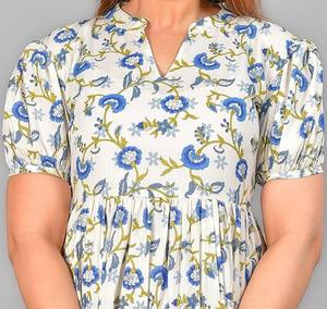 Main indienne bloc imprimé coton Boho robe Floral été décontracté vêtements de plage pour la Saint-Valentin taille naturelle tissé tissage - Product Image 4