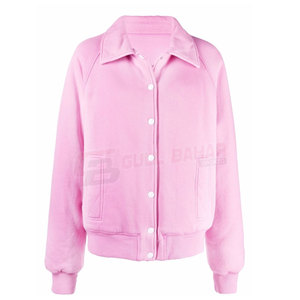 Veste d'université à boutons pression pour femmes avec style lycée et coupe sportive Veste d'université en coton mélangé pour femmes - Product Image 1
