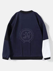 Haute qualité surdimensionné 100% coton manches longues coton hommes sweat pull personnalisé blanc col rond sweat pour hommes - Product Image 2