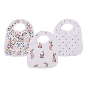 Juego de 3 baberos con estampado de flores silvestres para bebés de 0 a 12 meses con adorables motivos de animales - Product Image 3