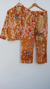 Pijamas con estampado de mono, conjunto de pijamas de Pj de algodón puro con estampado de animales, ropa de noche de algodón indio, traje de noche de algodón suave, regalo para ella - Product Image 6