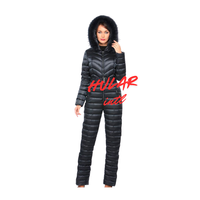Rembourrage Combinaison Une Pièce Snowsuit Snowboard Veste Slim Neige Combinaison Fausse Fourrure Ski Outfit Imperméable Coupe-Vent