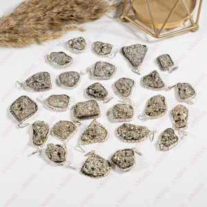 Colgante de Cristal Natural Gris Pirita Drusy de Primera Calidad al por Mayor, para Meditación, Sanación y Alineación de Chakras, Unisex - Product Image 2