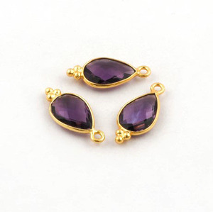 Colgante de pera de cuarzo rosa Piedra preciosa 12x8mm Forma de pera Briolette Cut 18K Oro Vermeil 925 Conjunto de bisel de plata esterlina Encanto de moda - Product Image 6