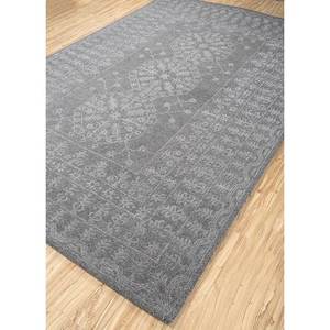 Tapis Imara en laine et viscose tufté à la main, gris et noir, motif médaillon, rectangulaire, rayé, pour la maison, le couloir, la chambre, le chevet, 3D Tra-13391 - Product Image 2