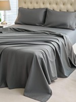 Parure de draps en coton brossé doux 100% coton, 300 fils, couleur unie, pour la maison et l'hôtel, doux pour la peau, respirant, 4 pièces, qualité supérieure