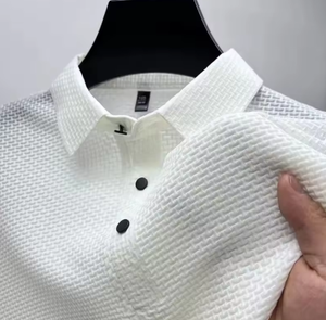 เสื้อยืดโปโลผู้ชายสำหรับฤดูร้อน2025ผ้าไอซ์ซิลค์ระบายอากาศได้ดีเสื้อลำลองแนวธุรกิจมีโลโก้ตามสั่งด้านหน้าทำจาก - Product Image 5