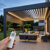 Système de pergola motorisée en aluminium avec télécommande intelligente, pergola bioclimatique d'extérieur avec toit à lames orientables imperméables pour jardin