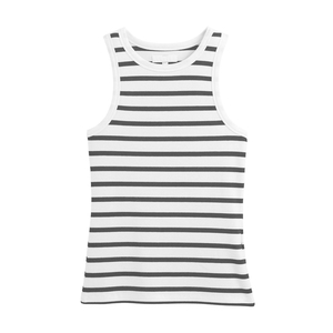 Débardeur respirant à rayures Muscle Fit personnalisable à col en O pour hommes Vêtements tricotés de qualité améliorée en coton imprimé sur mesure. - Product Image 1