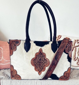 กระเป๋าสะพายไหล่ลายดอกไม้สไตล์โบฮีเมียนกระเป๋าโท้ทหนังสไตล์ตะวันตกแบบโบฮีเมียนสินค้าใหม่ - Product Image 5