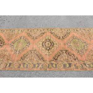 Tapis de Laine Vintage Orange Vert 4.2 X 12.7ft Classique Grande Surface Tapis Turc Patchwork pour Adolescents Rectangle Couloir Latex - Product Image 4