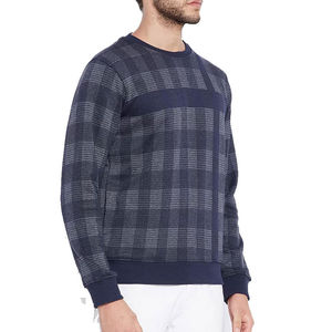 Último diseño de los hombres de cuello redondo personalizado de alta calidad básicos de algodón mezclado suelto manga larga liso cuello redondo sudadera - Product Image 2