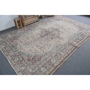 Vintage Large Rug, 6.9x10 ft Turkish Rug, <b>Red</b> <b>Wool</b> Rug - Product Image 2