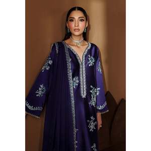 Embroidered Satin <b>Sheesha</b> Silk Fabric PR-1284 - Product Image 4