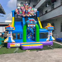 Château gonflable pour fille avec toboggan, motif Pat' Patrouille