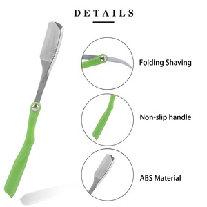 Rasoirs de barbier pliants en acier inoxydable pour hommes, à lame droite, avec manche en plastique, vente en gros - Product Image 3