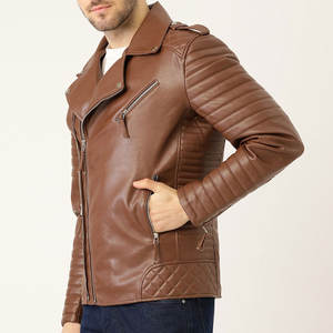 Veste en cuir de motard de bonne qualité sur mesure Nouveau style Veste en cuir pour hommes bon marché Veste en cuir imperméable et lourde - Product Image 2