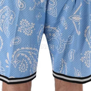 Novedad de 2022, pantalones cortos transpirables de malla de tiro bajo para hombre, cintura elástica de secado rápido, patrón sólido, estilo Hip Hop, estambre liso teñido - Product Image 4