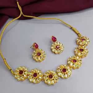 Indian Manufacturer <b>Jewelry</b> Floral Bridal Traditional Crystal Choker Necklace Drop Earrings Indian <b>Fashion</b> <b>Jewelry</b> <b>Set</b> for Women - Product Image 2