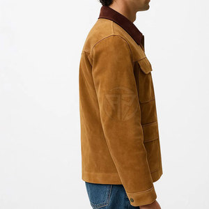 Chaqueta Clásica de Invierno de Cuero Gamuzado con Logotipo Frontal, Ligera, Ecológica, Acabado Refinado, Tacto Suave, Corte Elegante, Textura Lisa - Product Image 4