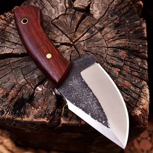 Cuchillo de Hoja Fija de Acero 12c27 de 6 Pulgadas, Estilo Nórdico, Forjado a Mano, Grado Industrial, Mango de Madera, Funda Vertical de Cuero, OEM, Full Tang - Product Image 5